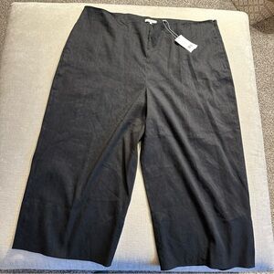 Vince Plus Size Womens Pants Black Linen Blend Crop Wide Leg Trouser NWT